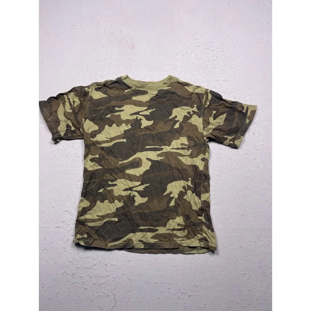 Faded Glory T-Shirt 100% Cotton Camouflage Green Brown XL 14-16 Boys